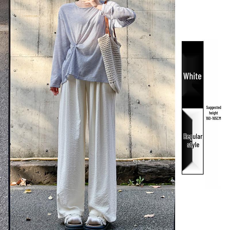 Douyin Quality Women's Summer 2025 Ice Silk Wide-Leg Pants - Casual & Thin Style