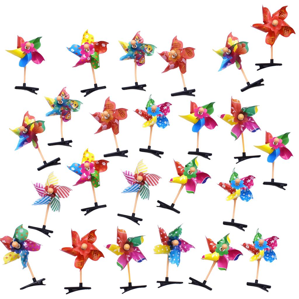 Pack of 24 Pinwheel Hair Clip Colorful Windmill Hairpins Fun Hair Barrette Women Headwear Elegant Hair Pin Accessories