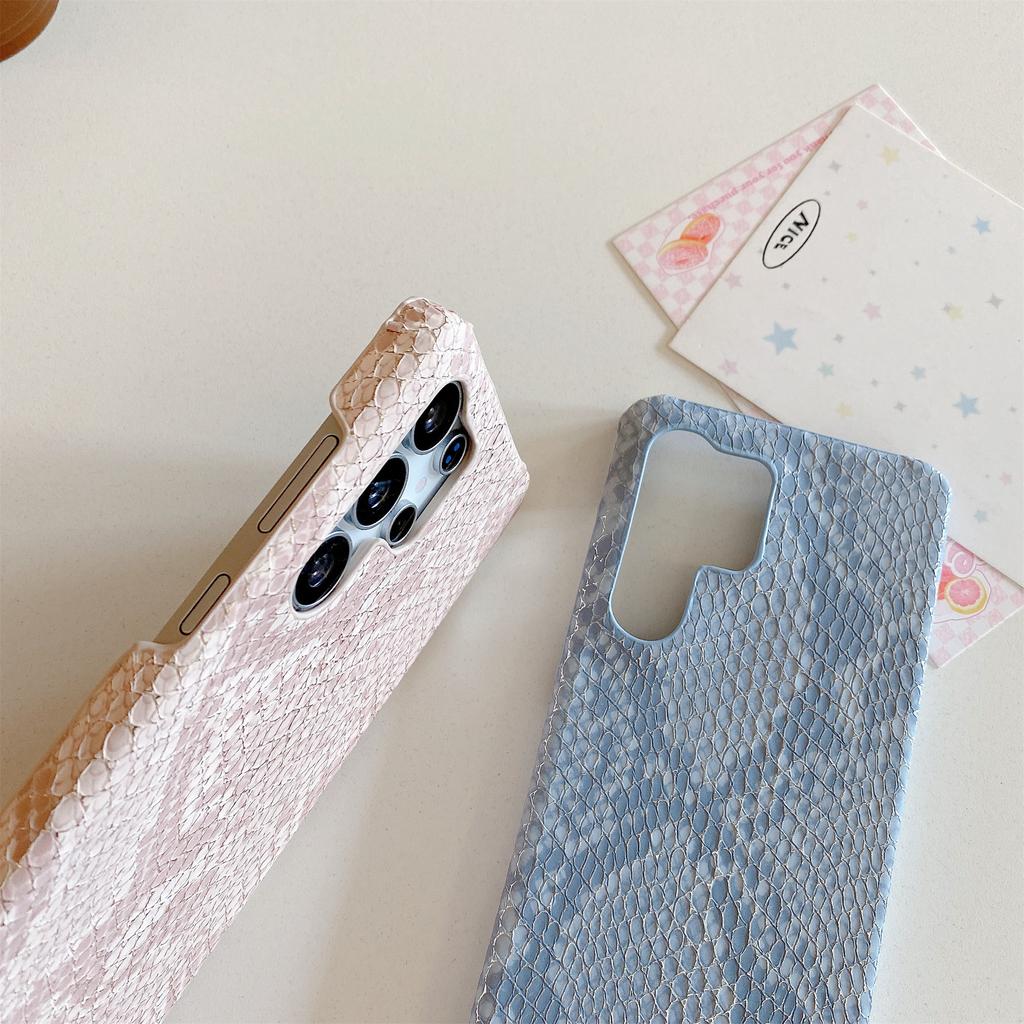 For Samsung Galaxy S25 Ultra Case Gold Thread Lacquered Snake Texture PU + PC Phone Back Cover