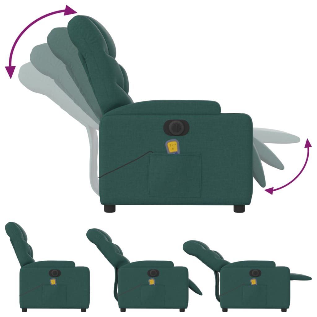 Electric Massage Chair Dark Green Fabric
