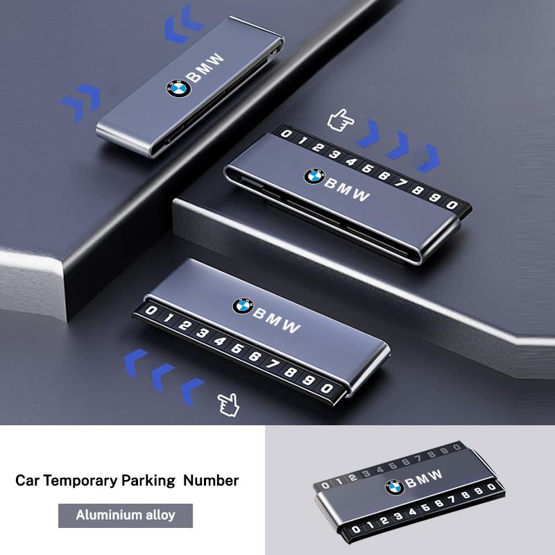XJBN1 2025 New Aluminium Alloy Car Temporary Parking Card Phone Number Plate For BMW M Emblem M3 M5 X1 E46 E36 E34 F10 E90 F30 E60 F30