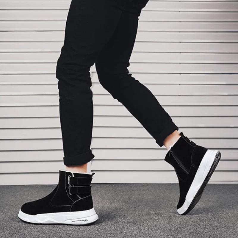 С меховой мужской обувью зимние ботинки для мужчин теплое предложение нескользящие дизайнерские модные 2025 новые винтажные ретро горячие продажи Y2k обувь