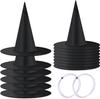 Black Taffeta Halloween Wizard Hat - Magic Witch Costume Prop