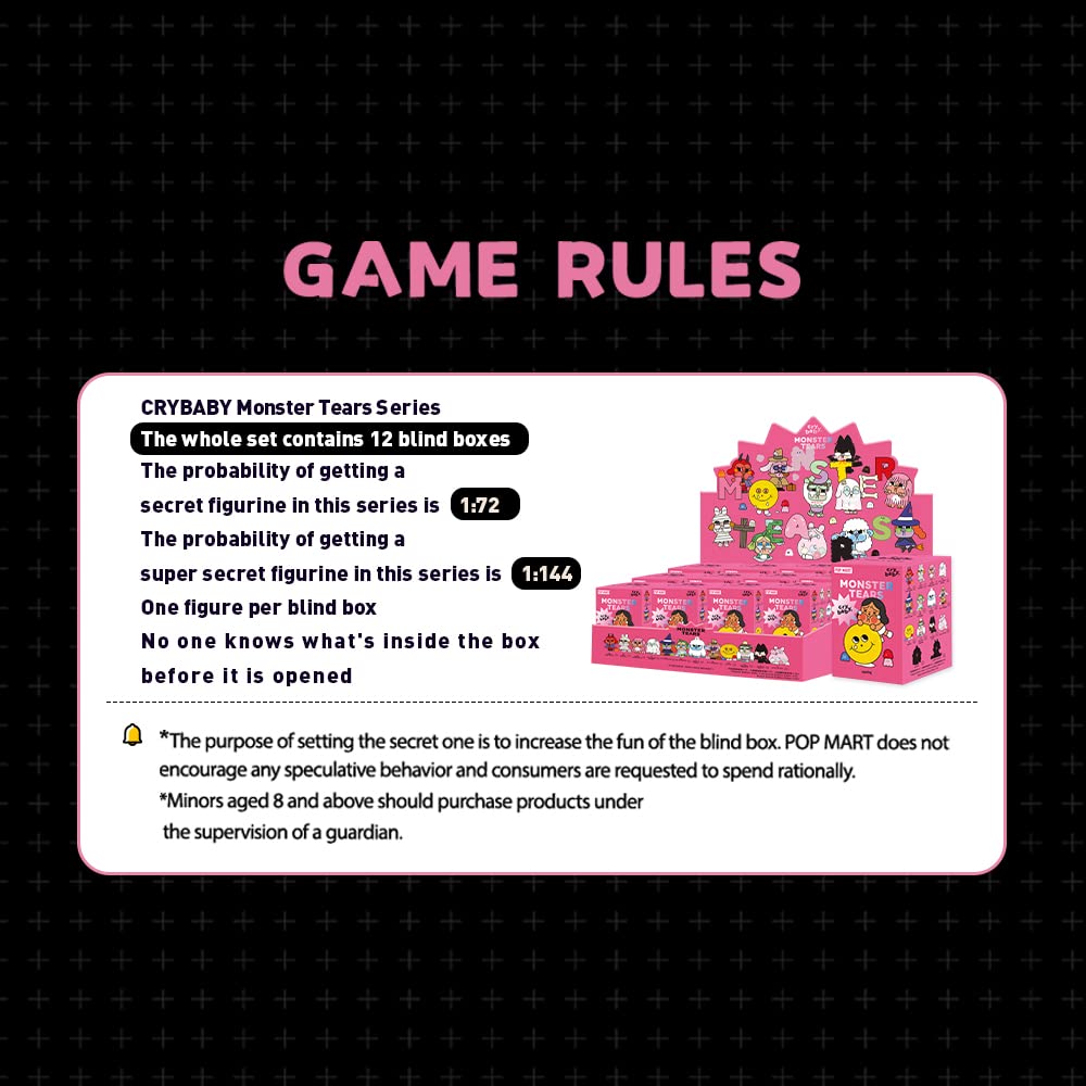 POP MART CRYBABY Серия Monster Tears Pop Mart Гашапон Фигурка-сюрприз Пластиковая модель Премиальная игрушка ПВХ Мягкий винил Оригинальный персонаж Подарок на день рождения [1