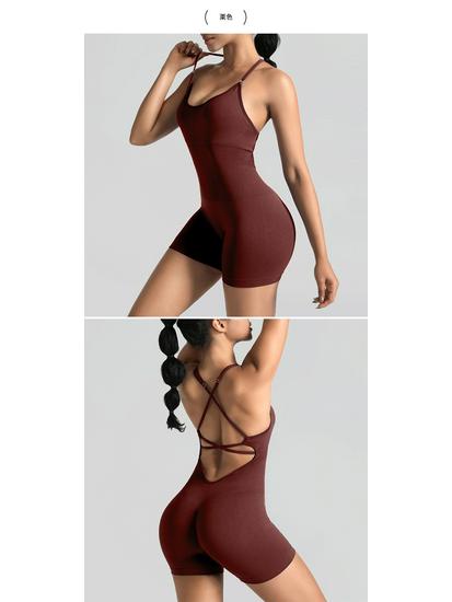 Бесшовный цельный костюм для йоги с элегантной спинкой и дизайном «персиковые ягодицы»