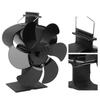 6 Blades Heat Powered Fireplace Fan Self Starting Eco Friendly Wood Stove Fan LT380 Black 152mm