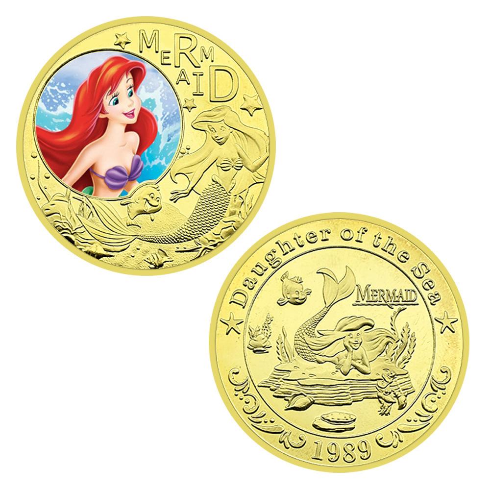 Beauty Coin, Children's Cartoon, Surrounding Gold Plated Color Commemorative Coin, Birthday Metal Souvenir, Collection Gift