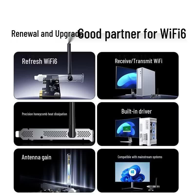 Ugreen Беспроводная сетевая карта WiFi 6 AX300 PCIe для настольного компьютера (Китайская версия)