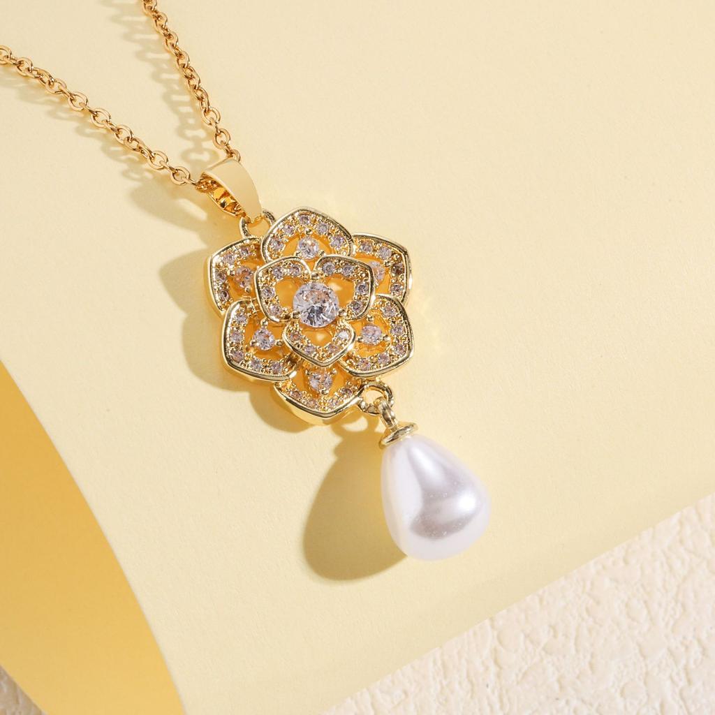 Жемчужное ожерелье Женское Высококачественное Легкое Роскошное Ожерелье Серьги С Инкрустацией Цирконом Комплект Ювелирных Изделий