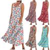 Women's Casual Comfortable Floral Print Sleeveless Cotton Pocket Dress