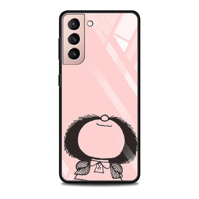 Чехол из закаленного стекла с милым аниме Mafalda для Samsung Galaxy S21 S20 Ultra S10 Plus Lite S20fe 5g S10e S9 S8, бампер, чехол