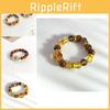 Stunning Geometric Beaded Ring Set Featuring Golden Tiger Eye And Yellow Crystal