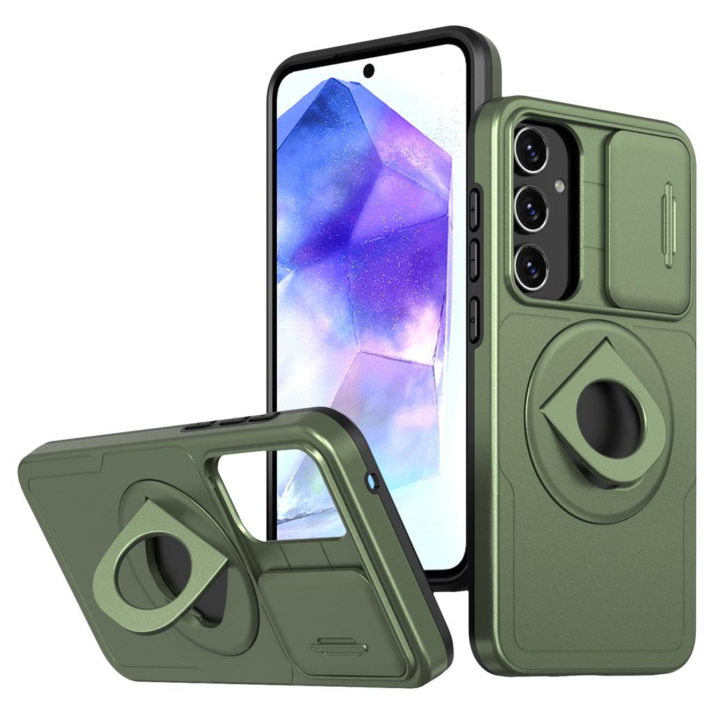 Чехол для Samsung Galaxy A55 5G с магнитной подставкой, TPU+PC, чехол для телефона со сдвижной крышкой для камеры