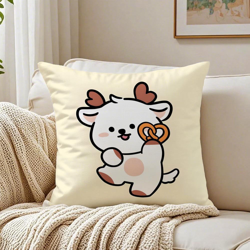 Bakery Animal Cartoon Collection Cushion Cover Linen Pillowcase Soft for Sofa Bed Home Room Decor