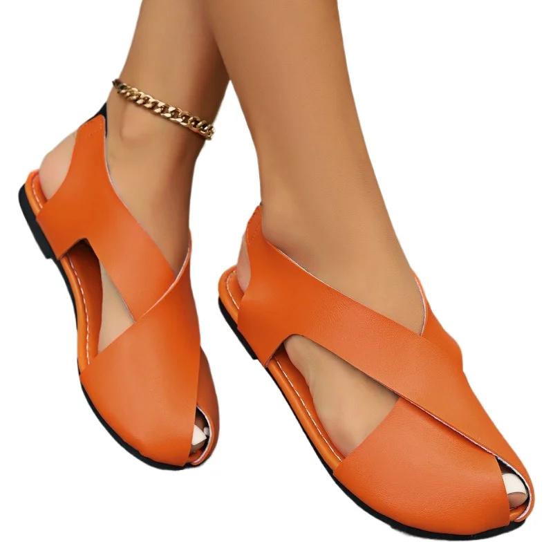 Женская обувь Женские босоножки со шнуровкой и манжетами Новые повседневные сандалии с открытым носком Женские летние сандалии больших размеров Бестселлер Плоские сандалии