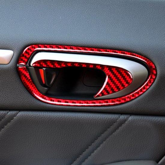 Red Carbon Fiber 2 Door Handle Sticker Trim For Honda Civic 2006-2011