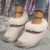2025 Зимние Новинки Большого Размера Удобные Ботинки на Массивной Подошве с Мягким Носком в Этническом Стиле Слипоны Снежные Ботинки Хлопковые Ботинки для Женщин