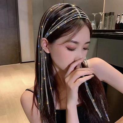 Модный дизайн Sense Diamond Fringed Headband Court Style Princess Temperament Headband Style Personality Trendy Hair Accessories