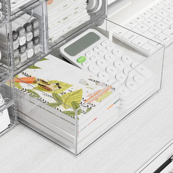 Акриловый Органайзер для Хранения Прозрачный Органайзер с Выдвижными Ящиками Пылезащитный Органайзер для Косметики Очки Чай Кофе Канцелярские Принадлежности Настольный Контейнер для Хранения