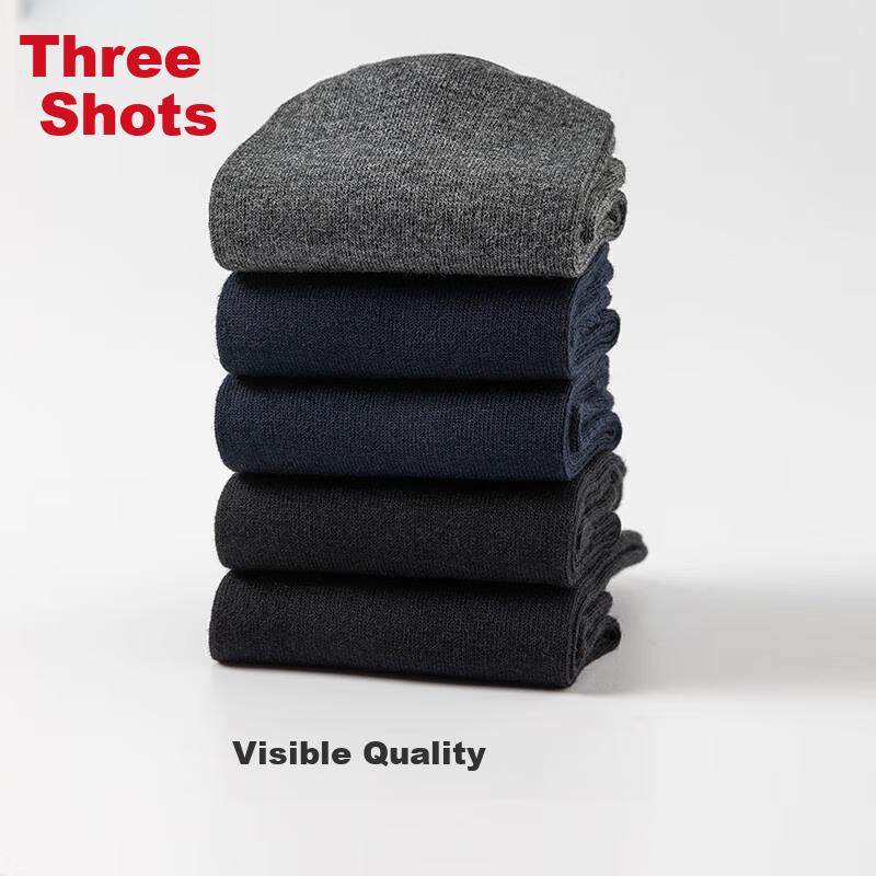 THREEGUN [Jian Series] Men's Socks, Pure Cotton 100%, Odor-Resistant And Wear-Resistant, Mid-Calf Socks for Men, Drawstring, 10A Antibacterial