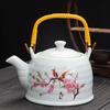 Large Capacity Ceramic High Temperature Teapot with Handle and Filter White Porcelain Restaurant Tea Pot