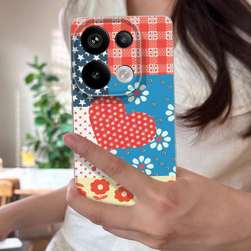 Винтажный чехол с принтом сердца для Xiaomi 13T Pro Redmi Note 15 Pro 4G Redmi Note 14 13 Pro+ 5G Силиконовый чехол с текстурой кожи