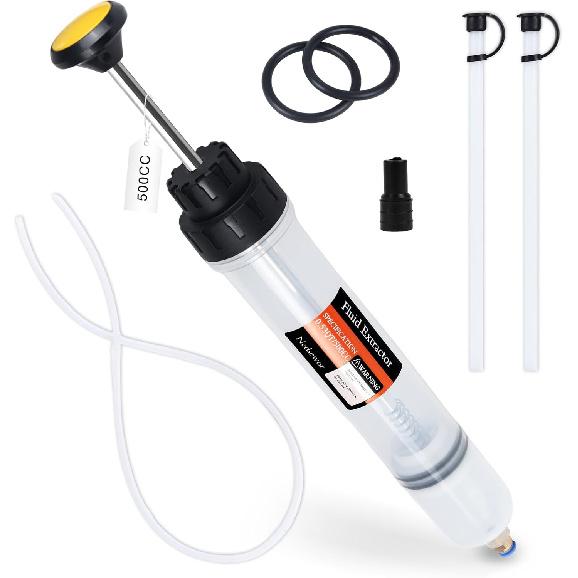 500CC Automotive Fluid Extractor With 39'' Long Hose & ExtensionTubes, Portable Oil Extractor Pump For Oil Change, Large Fluid Pump With Clear Scale