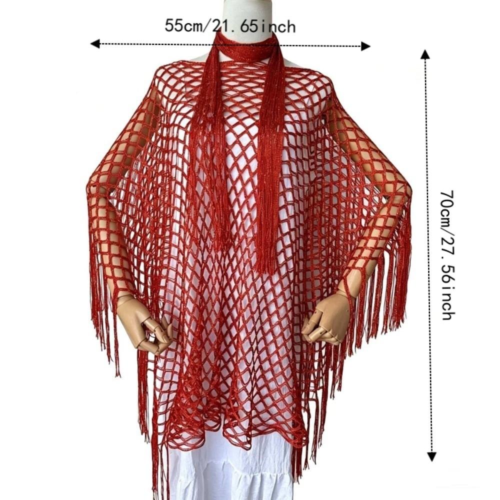 2pcs Tassel Shawl Shawl and Scarf Set Hollowed Out Fringed Cape Summer Sun Shawl  for Swimming