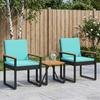 Garden Furniture Set with Cushions 3 pcs Black and Turquoise Poly Rattan