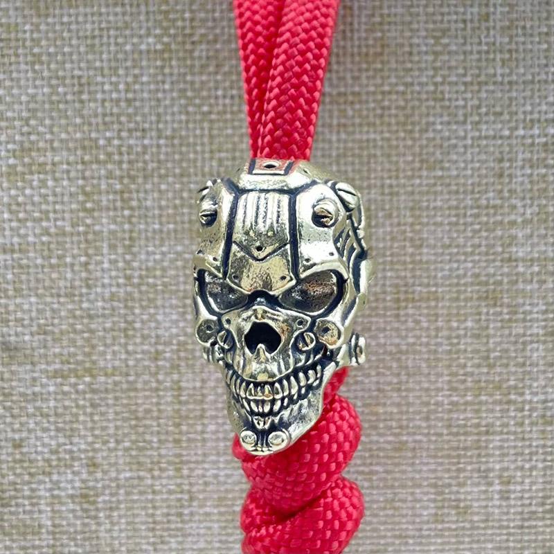 Латунные Механические Бусины для Ножа в Виде Головы Черепа Edc Diy Плетеный Браслет из Паракорда Подвеска Аксессуары Инструмент для Наружного Применения Подвески Шармы