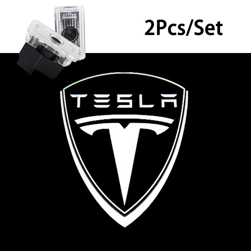 LZDF8 2pcs Car Door Wireless Welcome Light LED HD Projector Lamp Decoration For Tesla Model 3 Highland 2023 S X Y P75D P85D P90D P100D