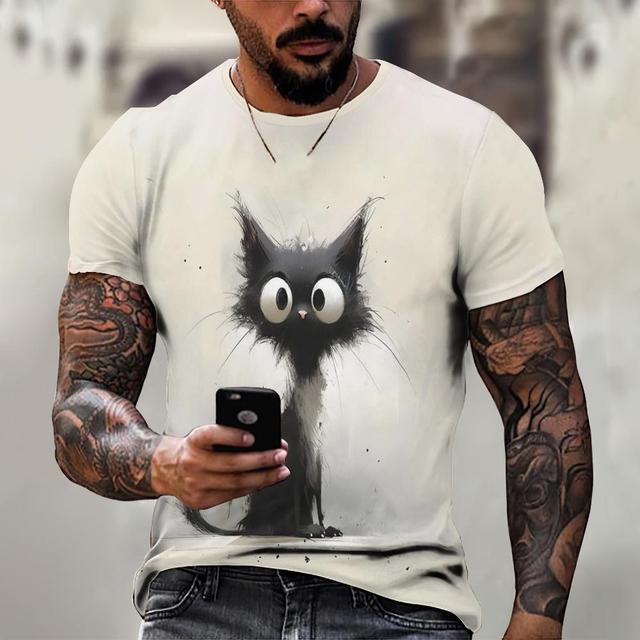 Летняя футболка с короткими рукавами и животными для мужчин, повседневная футболка с 3d узором и принтом, модная уличная одежда больших размеров, мужская футболка, спортивная одежда