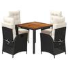 VidaXL Ensemble à Manger de Jardin avec Coussins 5 pcs, Table et Chaises avec Dossier Réglable, Meubles d'Extérieur, 3213333