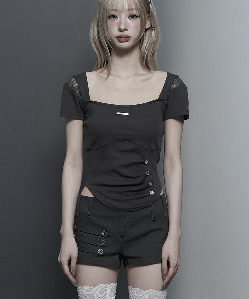 ETRE AU SOMMET Bust Line Pintuck Detail Top (Dark Gray)