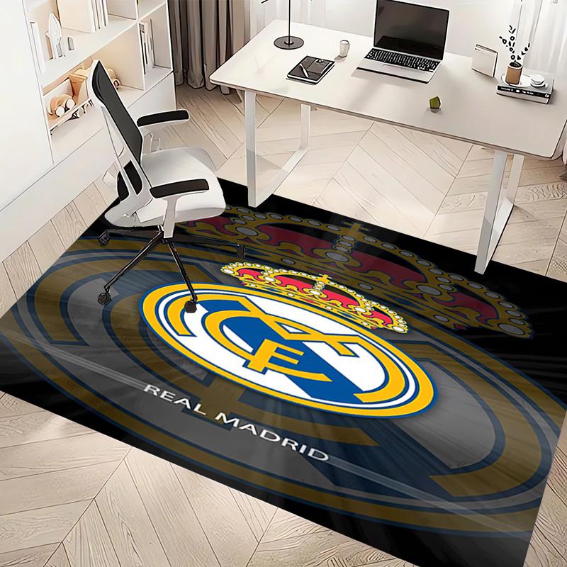 1pc Real Madrid logo Print Area Rug - Soft, Washable Non-Slip Indoor Mat, Living Room, Home Office Decorative Rug,Office Decorative