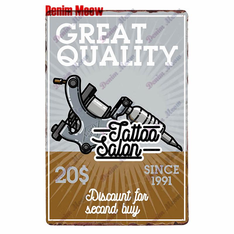 Классическая металлическая жестяная вывеска для студии татуировки, винтажная настенная художественная роспись, антикварный декор комнаты для салона татуировки, декор для дома в салоне, WY86