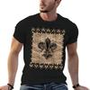 Fleur-de-lis - Черно-золотая футболка хлопковые футболки мужские 100% графические футболки для мужчины мужчина т с