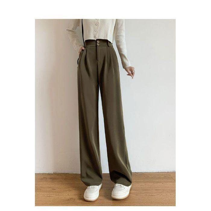 Повседневные широкие брюки для женщин на лето, новые узкие и свободные с высокой талией, большие размеры, универсальные прямые брюки для костюма