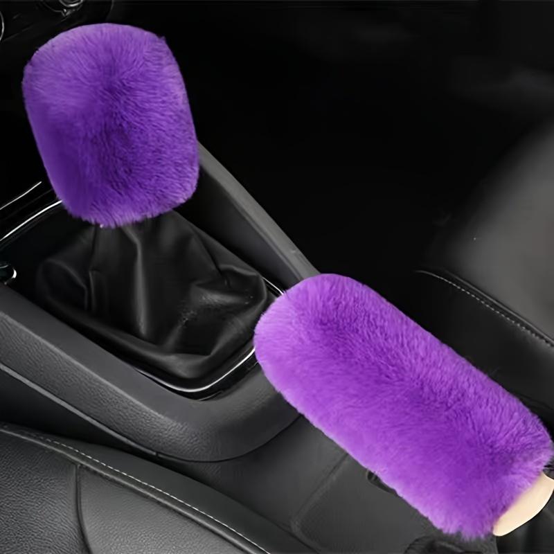 2pcs Car Handbrake Cover & Gear Lever Cover - Plush Winter Insulation, Car Interior Decoration - for Winter Use - Suitable for Car Owners