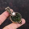 Moldavite Pendant Copper Wire Wrapped Pendant Rainbow Moonstone Pendant Handmade Real Gemstone Pendant Gift For Her Copper Wire Wrap Jewelry