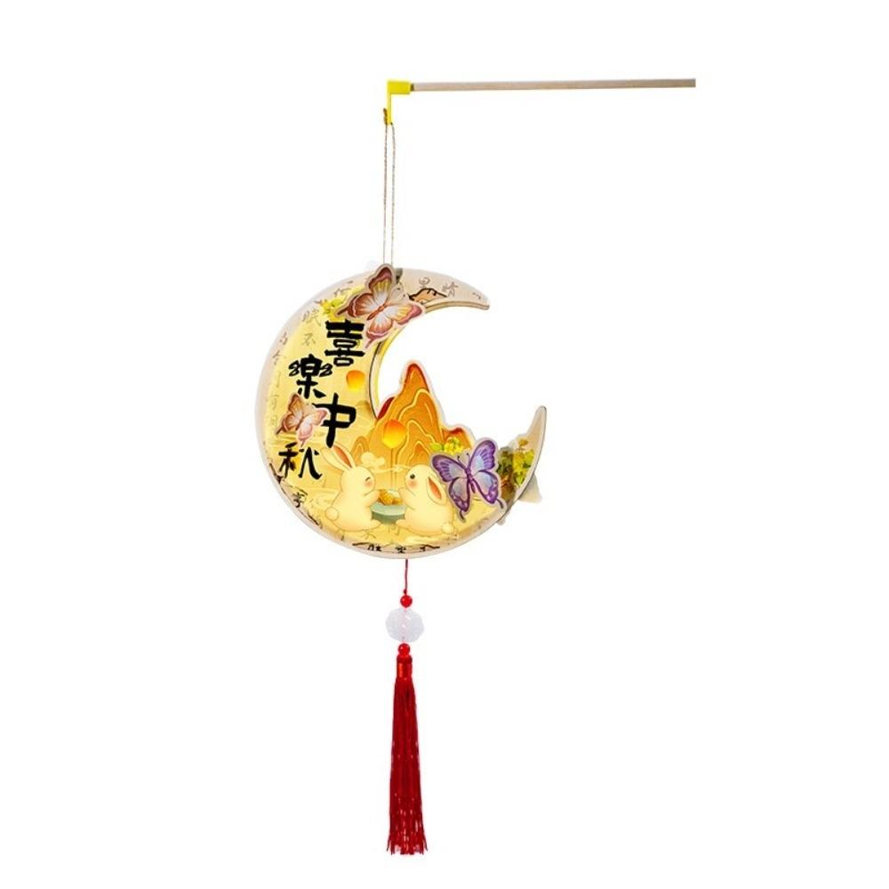 Wood Mid-Autumn Festival Lantern Glowing Lantern DIY Material Package Cute Rabbit Lanterns Kids