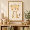 Nursery Wall Art, Cute Baby Cheetah Canvas Painting, Minimalist Animal Poster Print for Kids Boy Girl Bedroom Decor