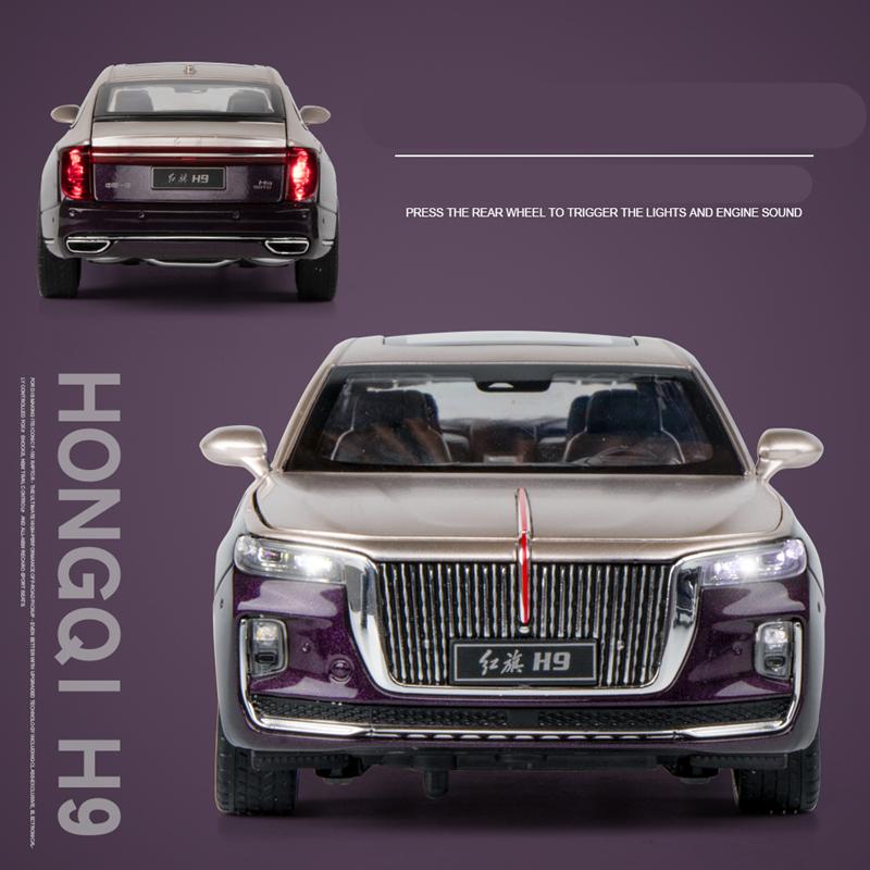 1/24 Hong Qi H9 Сплав Модель Роскошного Автомобиля Литая Игрушечная Техника Металлическая Модель Автомобиля Высокая Симуляция Звук Свет Коллекция Детские Подарки