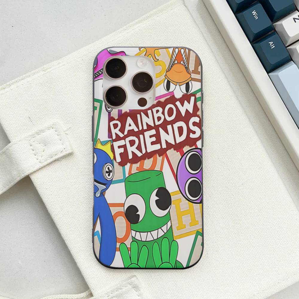 Cartoon R-Rainbow Friends Wave Corrugated Phone Case For IPhone 17 Air 16 15 14 13 11 12 Pro Max Plus Matte Cover