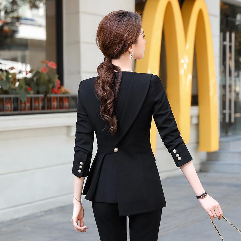 Весенние брючные костюмы из 2 предметов, повседневные рабочие пиджаки, женские офисные костюмы