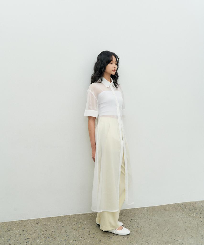 MAKE A TOAST Double-Pleated Curve Pants Light Yellow Mbespa002Ly