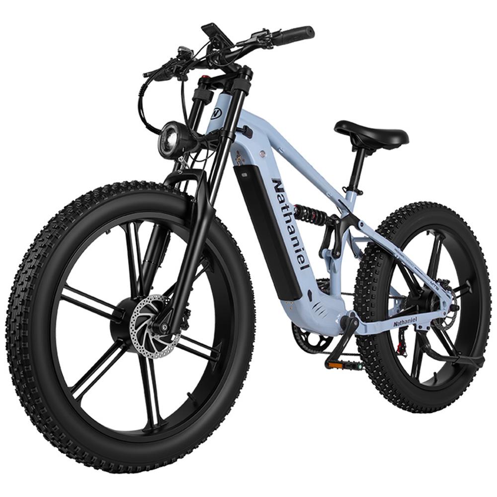 Electric Bicycle Nathaniel SYR09 1000Wx2 Peak Motor 26" Fat Tire Fully Suspended Adult Electric Bike 48V 20Ah Hydraulic Brakes 7 Speed Max Load 150Kg