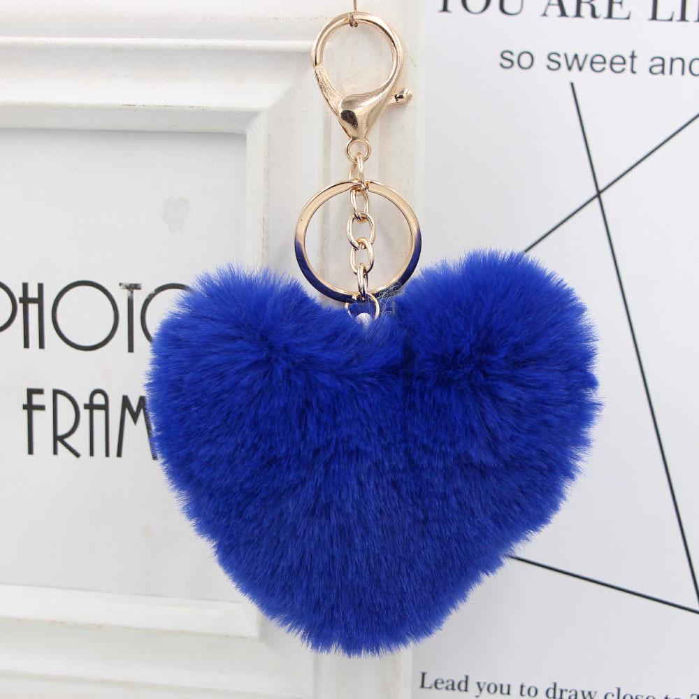 "Charming Heart-Shaped Rabbit Fur Keychain - Fashionable Fluffy Accessory for Ladies' Bags"