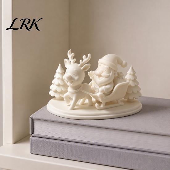 Креативные рождественские подарки 3D-печатная фигурка саней Санты, Белый Клаус на минималистичной статуэтке оленя для декора дома, Настольное украшение для DIY