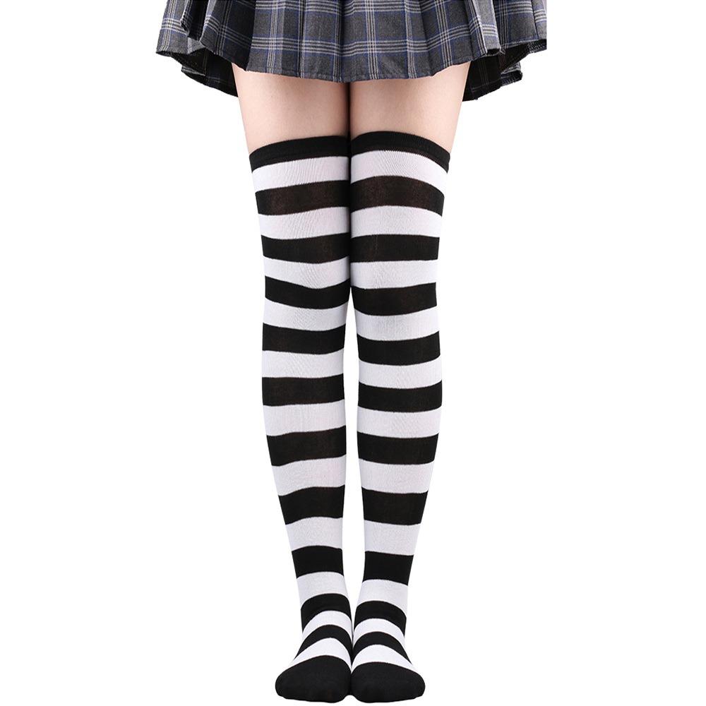 Warm Stripe Stockings Knitted Over Knee Socks Harajuku Style Cosplay Socks  Christmas Gift